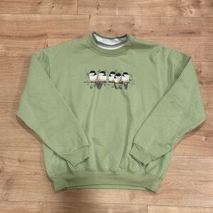 Green Crewneck with Birds